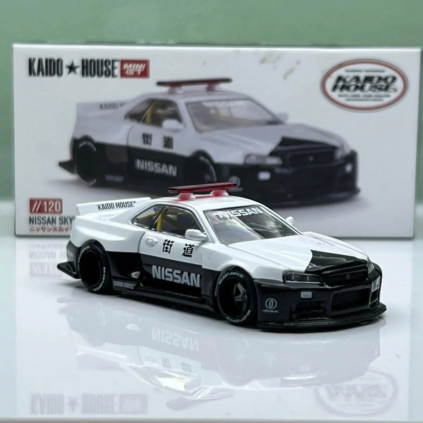 [PRE-ORDER] Mô hình xe Nissan Skyline GT-R R34 Kaido Works (V2 Aero) Police Mini-GT