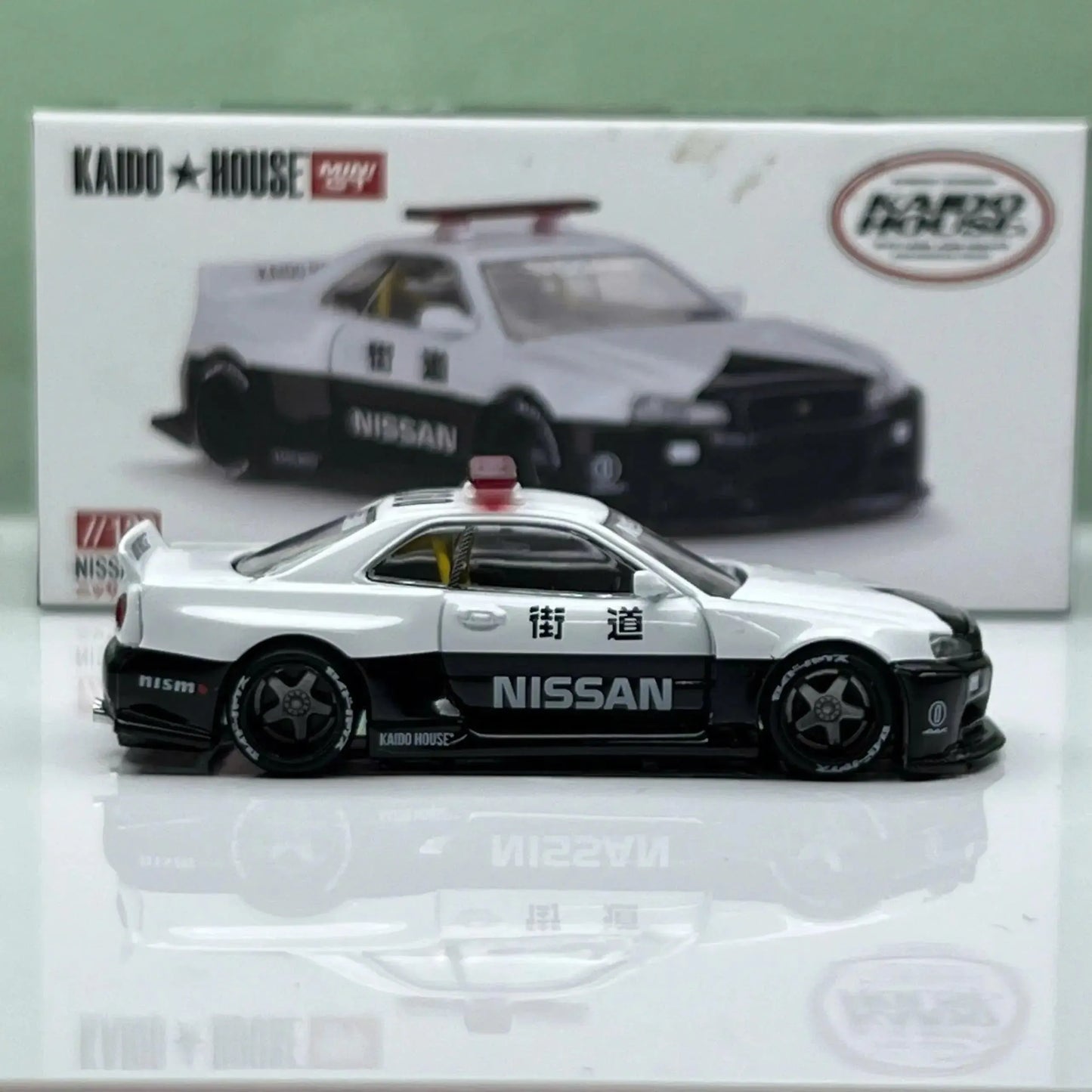 [PRE-ORDER] Mô hình xe Nissan Skyline GT-R R34 Kaido Works (V2 Aero) Police Mini-GT